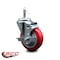 Service Caster 4'' Red Polyurethane Wheel Swivel 7/16'' Grip Ring Stem Caster with Brake SCC-GR20S414-PPUB-RED-TLB-716138 - alternate 4